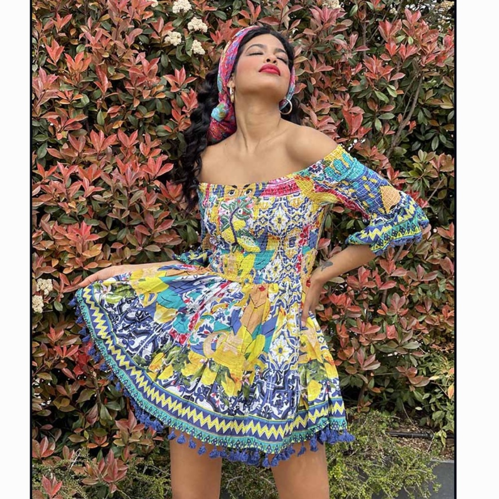 Antica Sartoria Luly Lemon mini dress
